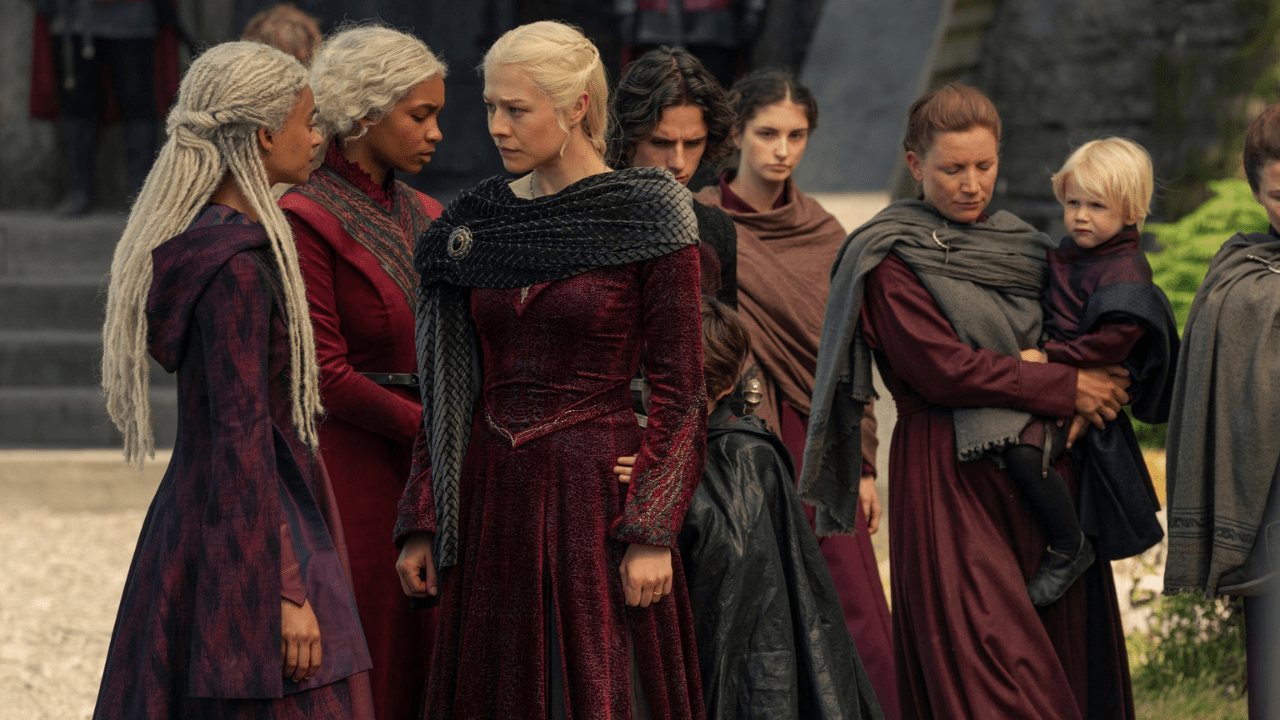 Phoebe Campbell, Bethany Antonia, Emma D’Arcy in House of the Dragon s2