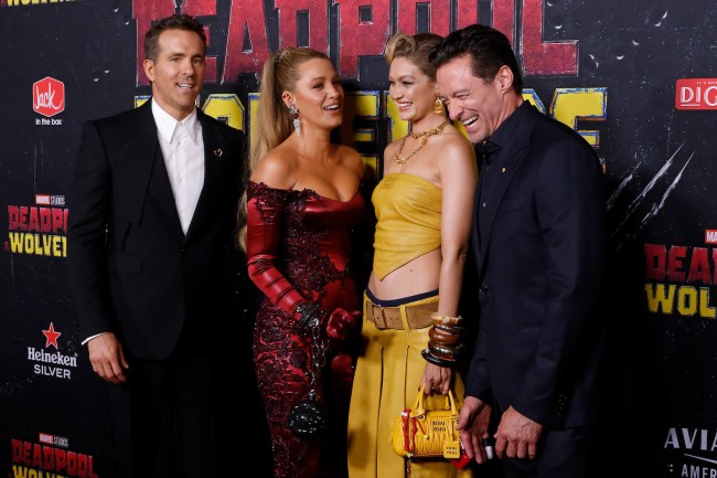 Ryan Reynolds, Blake Lively, Gigi Hadid, and Hugh Jackman attend the world premiere of "Deadpool & Wolverine" at Lincoln Center on July 22, 2024 in New York City. 