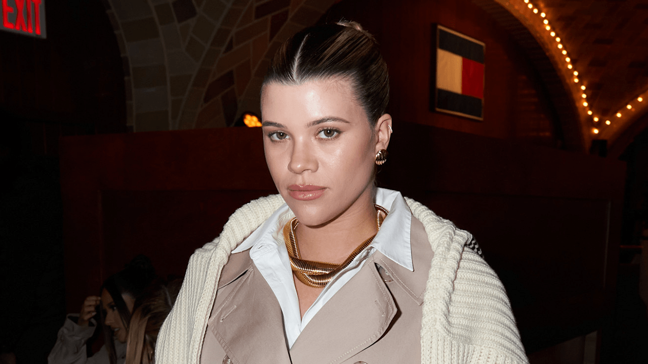 Sofia Richie with a slicked-back bun.