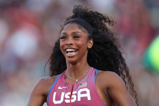 Alaysha Alexzandria Johnson of Team United States competes on Women's 100m Hurdles Heat 1 at Estadio Nacional de Chile on Day 11 of Santiago 2023 Pan Am Games on October 31, 2023 in Santiago, Chile.