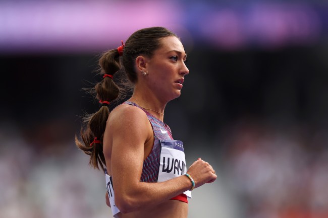 Courtney Wayment of Team United States competes during the Women's 3000m Steeplechase Round 1 on day nine of the Olympic Games Paris 2024 at Stade de France on August 04, 2024 in Paris, France.