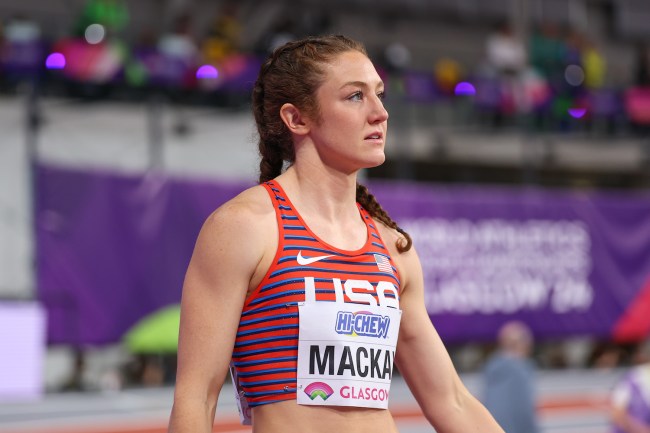 Emily Mackay of the USA is competing in the 1500 meters event at the 2024 World Athletics Championships at the Emirates Arena in Glasgow.