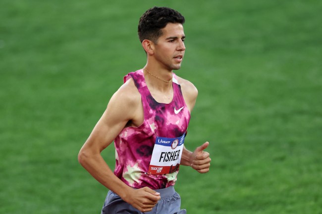 Grant Fisher competes in the first round of the men's 5000 meters on Day Seven of the 2024 U.S. Olympic Team Track & Field Trials at Hayward Field on June 27, 2024 in Eugene, Oregon.