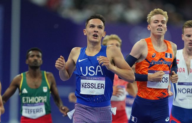 Hobbs Kessler of USA competes during the Men's 1500m Semi-Final on Day 9 of the Olympic Games Paris 2024 at Stade de France on August 4, 2024 in Saint-Denis, France.