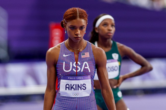 Nia Akins of USA during the Athletics Women's 800m Semi-Final on Day 9 of the Olympic Games Paris 2024 at Stade de France on August 4, 2024 in Saint-Denis, France.