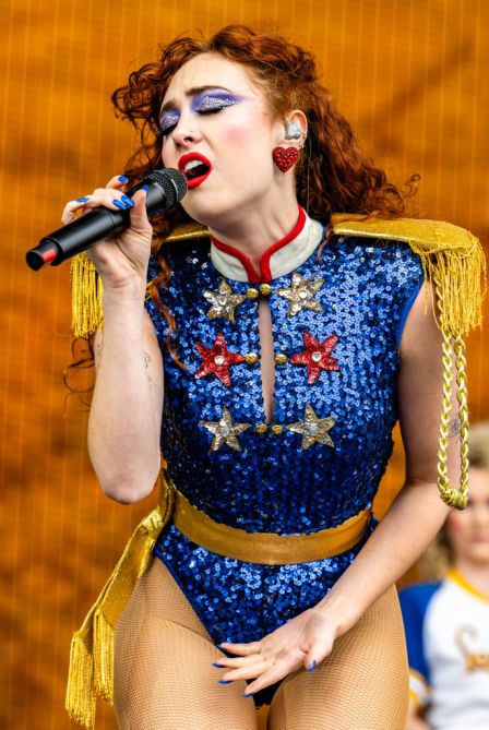 SAN FRANCISCO, CALIFORNIA - AUGUST 11: Chappell Roan performs on Day 3 of Outside Lands Festival 2024 at Golden Gate Park on August 11, 2024 in San Francisco, California.