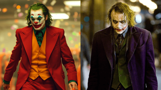 Joaquin Phoenix and Heath Ledger as the Joker