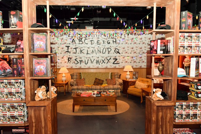 A wall with the alphabet painted in black