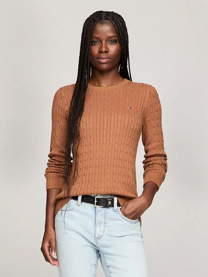 Long-Sleeve Cable Knit Sweater
