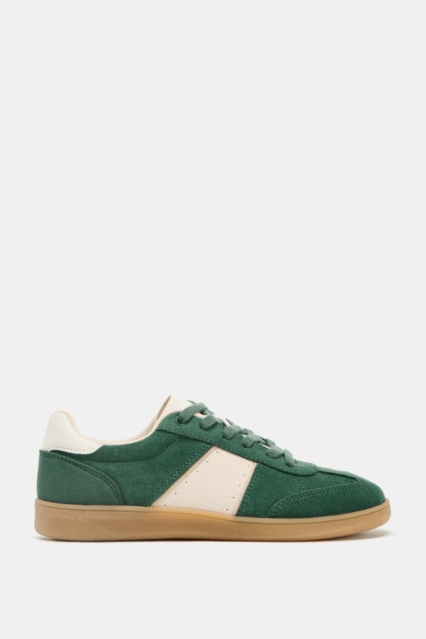 Zara sneakers in green with yellow and light blue accents