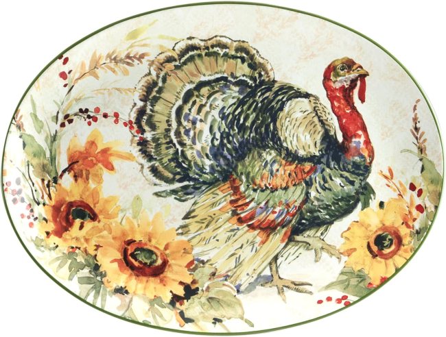 Certified International Harvest Morning Oval Turkey Platter
