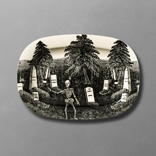 Skeleton and Cemetery Melamine Oval Serving Tray