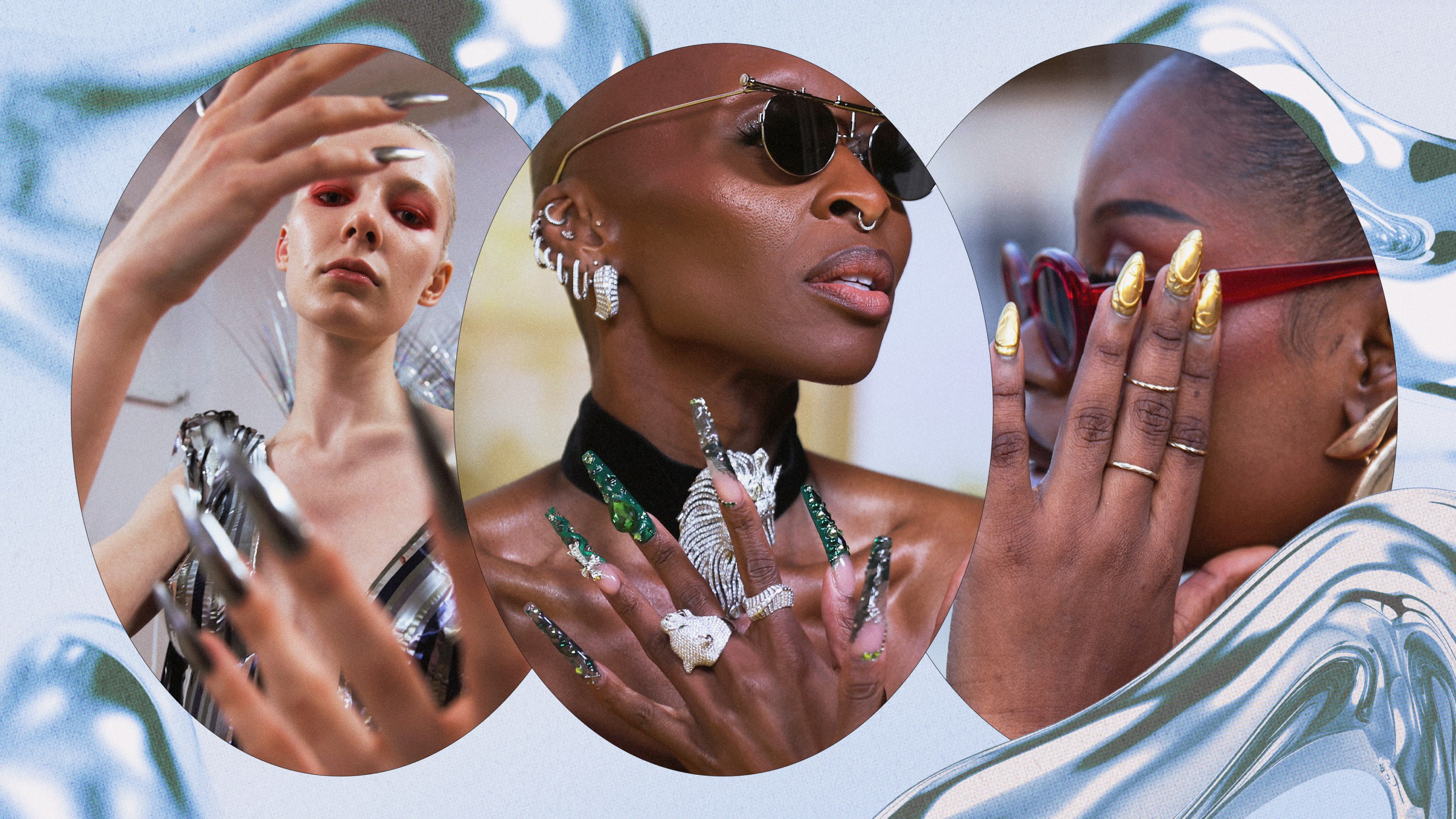 2024 winter nail trends: chrome, emerald, and 3D details.