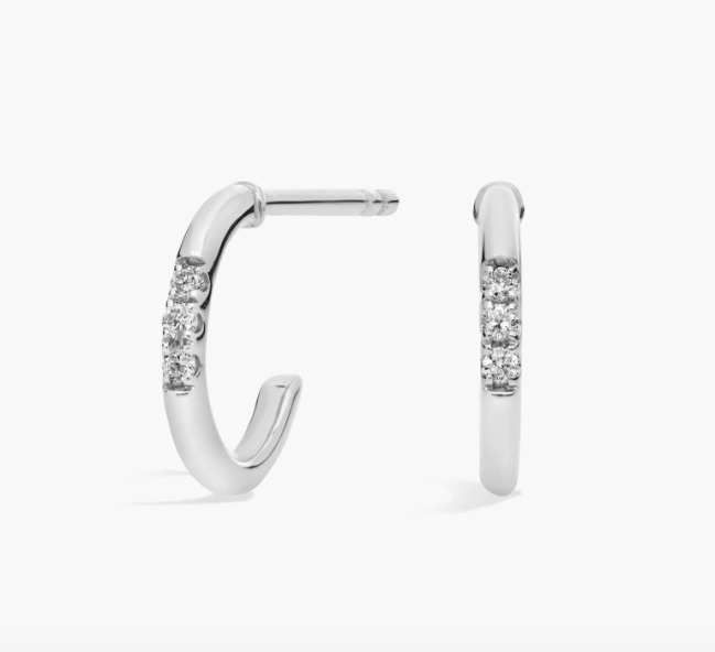 Petite Diamond Huggie Mini-Hoop Earrings