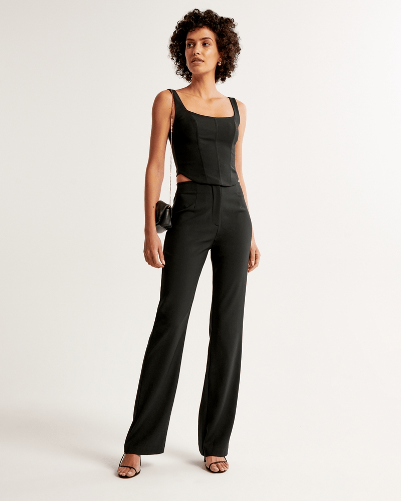 Abercrombie & Fitch High Rise Slim Boot Trouser in black