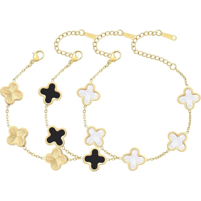 18K Gold Plated Clover Bracelet Set