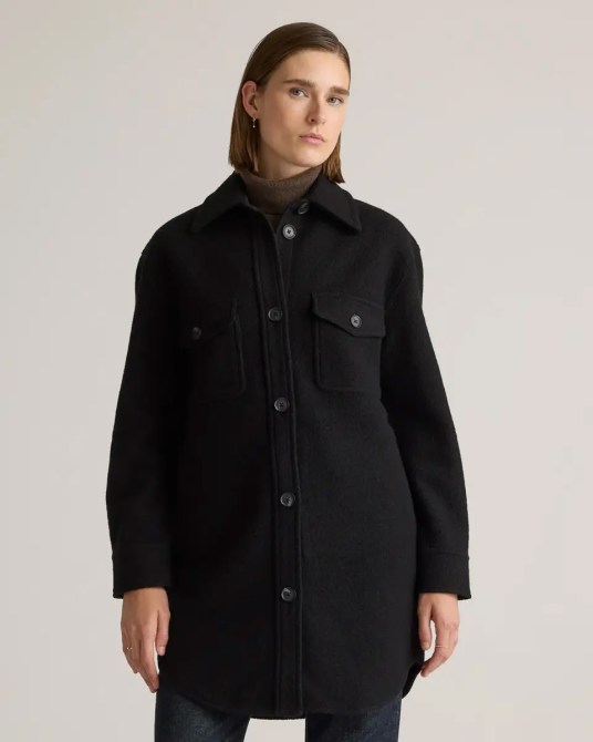 100% Merino Wool Long Shirt Jacket