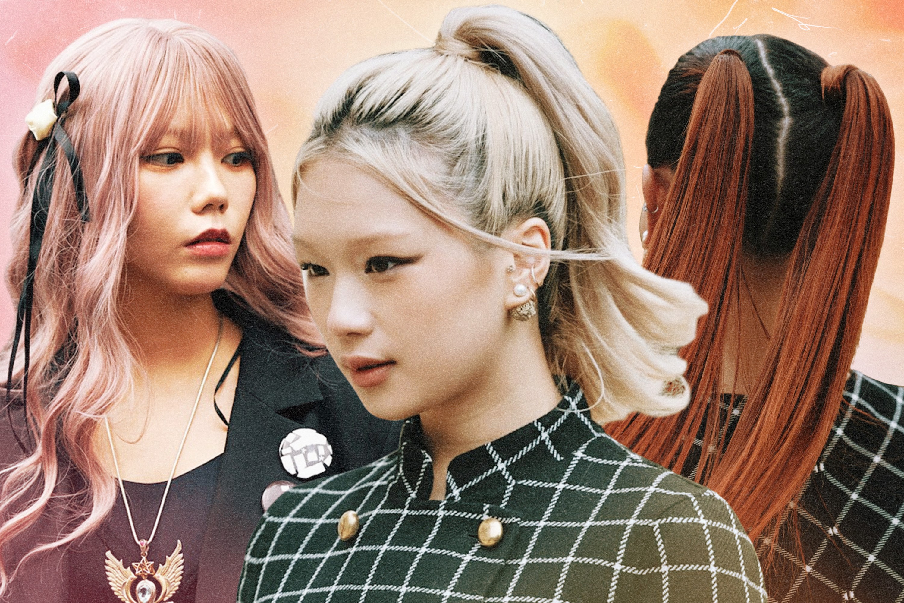 Models with dusty rose, bleach blonde, and ginger hair.