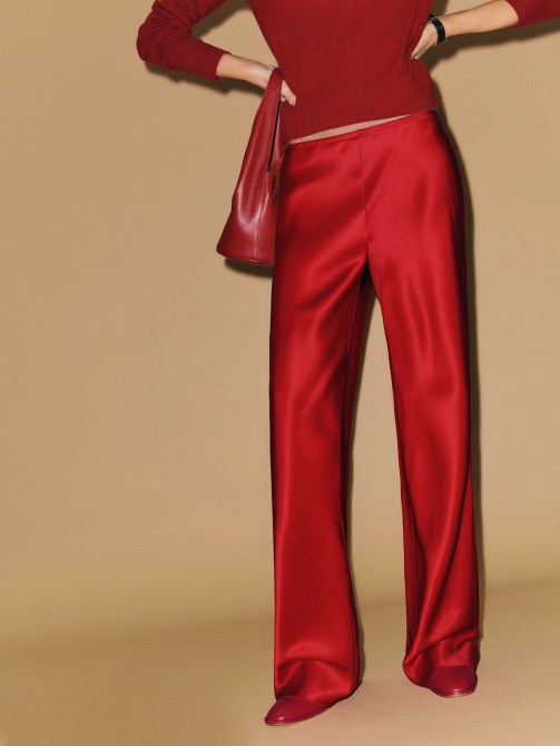 Gale Satin Mid Rise Bias Pant