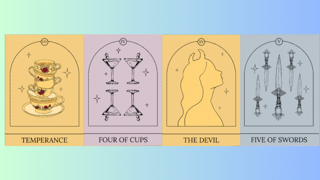 A series of Tarot cards