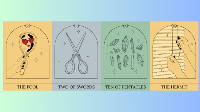 A series of Tarot cards