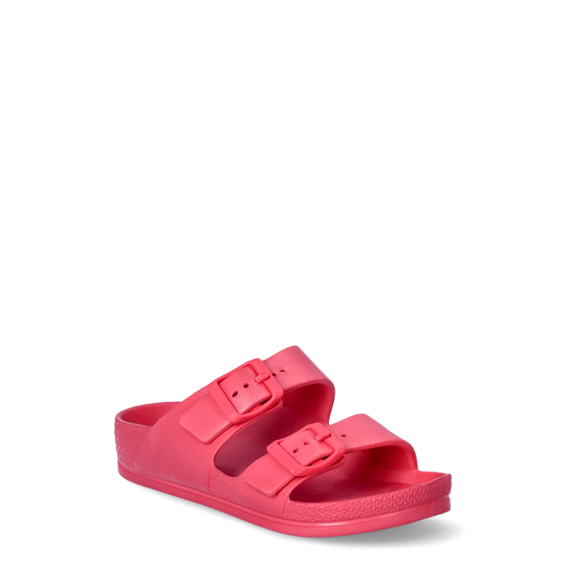 No Boundaries Women's Two Buckle Slide Sandals in pink