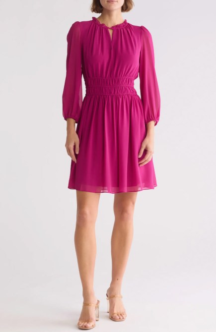 Vince Camuto Balloon Sleeve Tiered Ruffle Dress