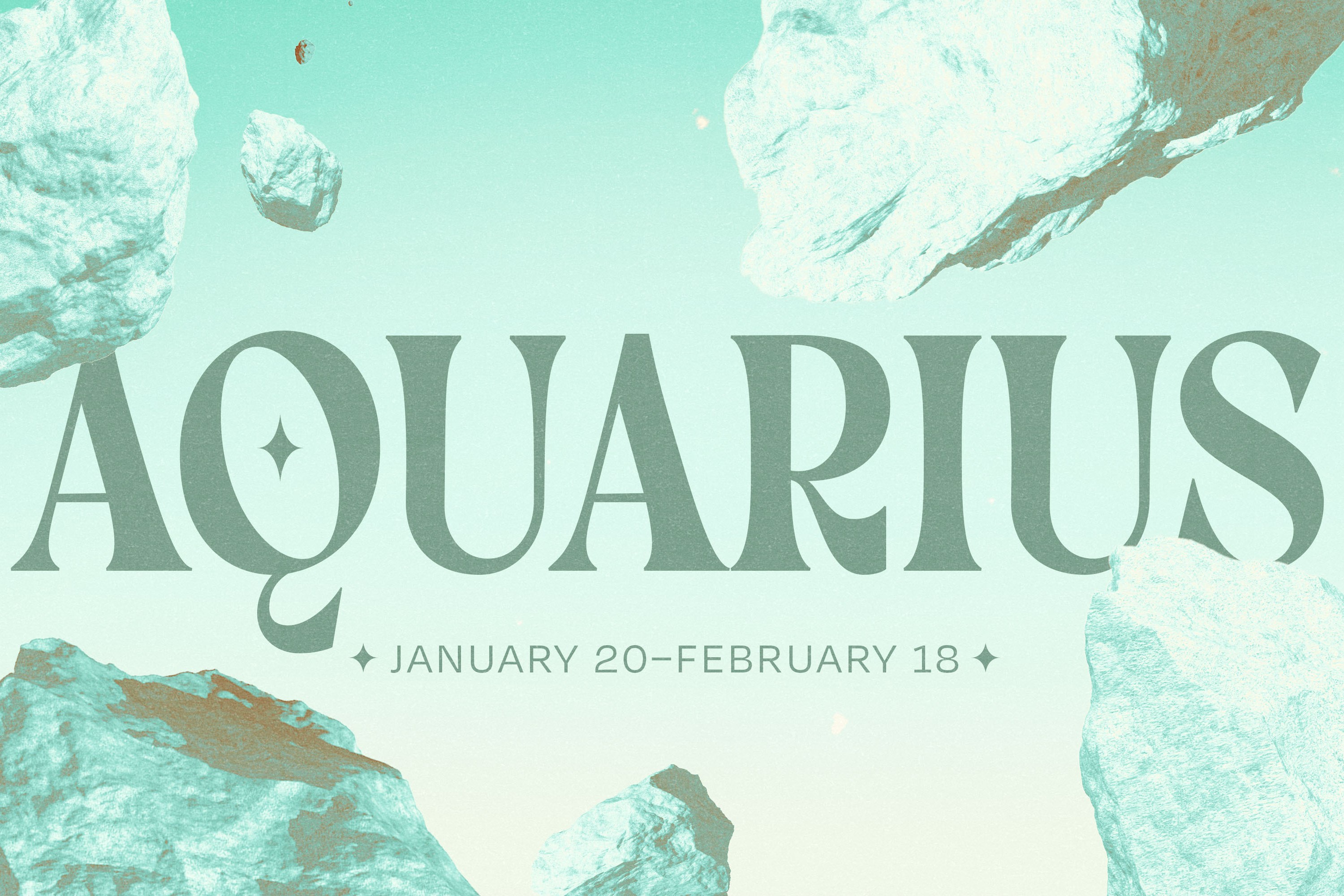 The word 'Aquarius' floating over outer space