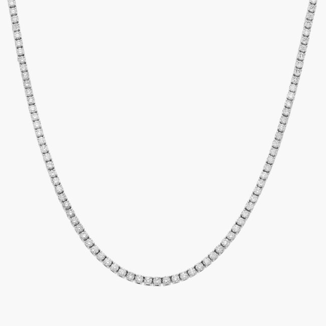Straight Lab-Grown Diamond Tennis Necklace In 14K White Gold