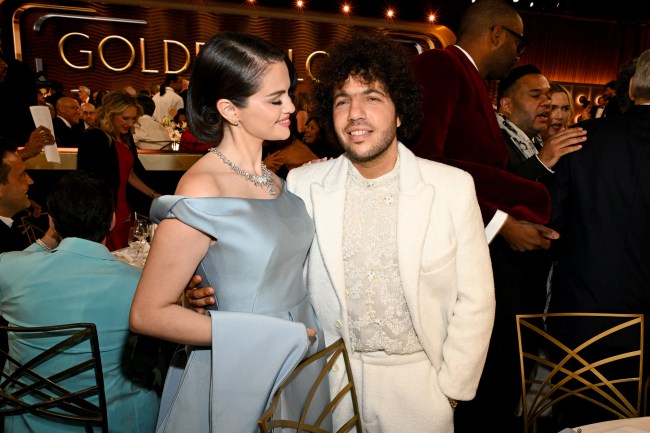 Selena Gomez, Benny Blanco during the 82nd Annual Golden Globes held at The Beverly Hilton on January 05, 2025 in Beverly Hills, California.
