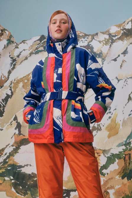 Farm Rio Color Block Printed Ski Jacket