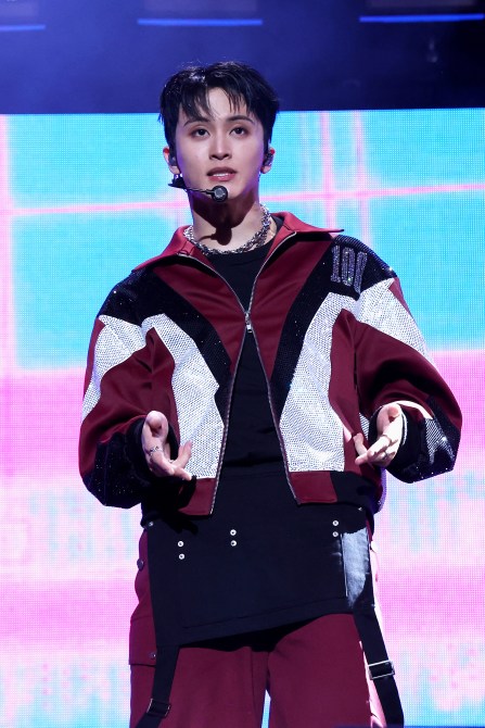 NEW YORK, NEW YORK - DECEMBER 13: Mark of NCT Dream performs on stage during iHeartRadio z100's Jingle Ball 2024 Presented By Capital One at Madison Square Garden on December 13, 2024 in New York City.