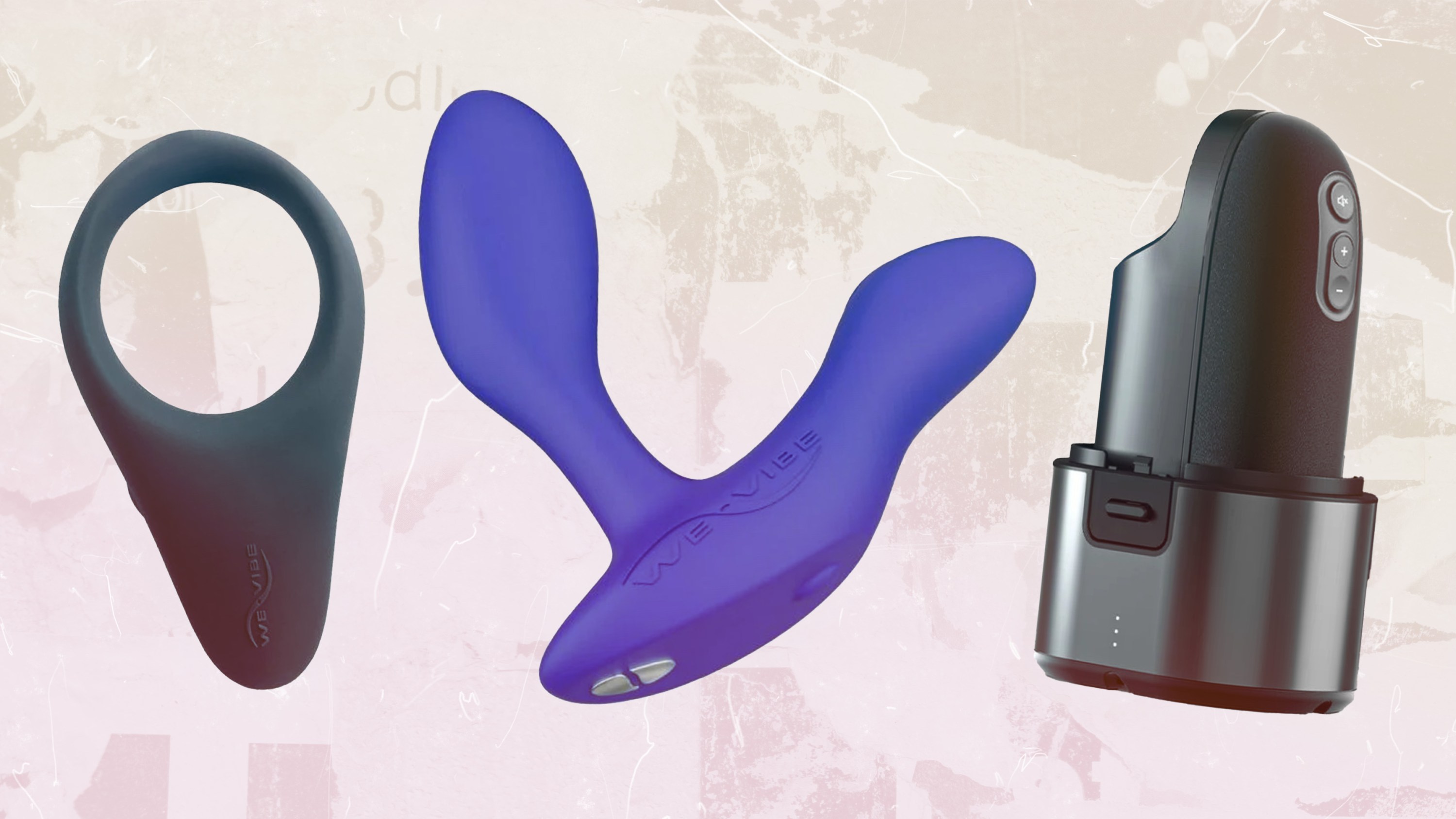 A collage of various men's sex toys.