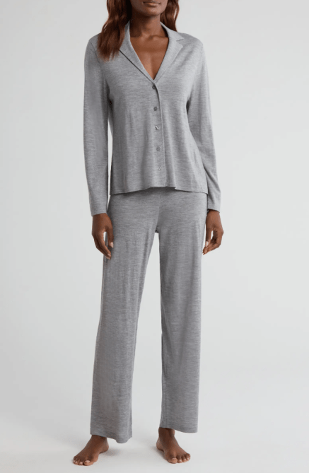 Nordstrom Notched Collar Cashmere Pajamas in gray
