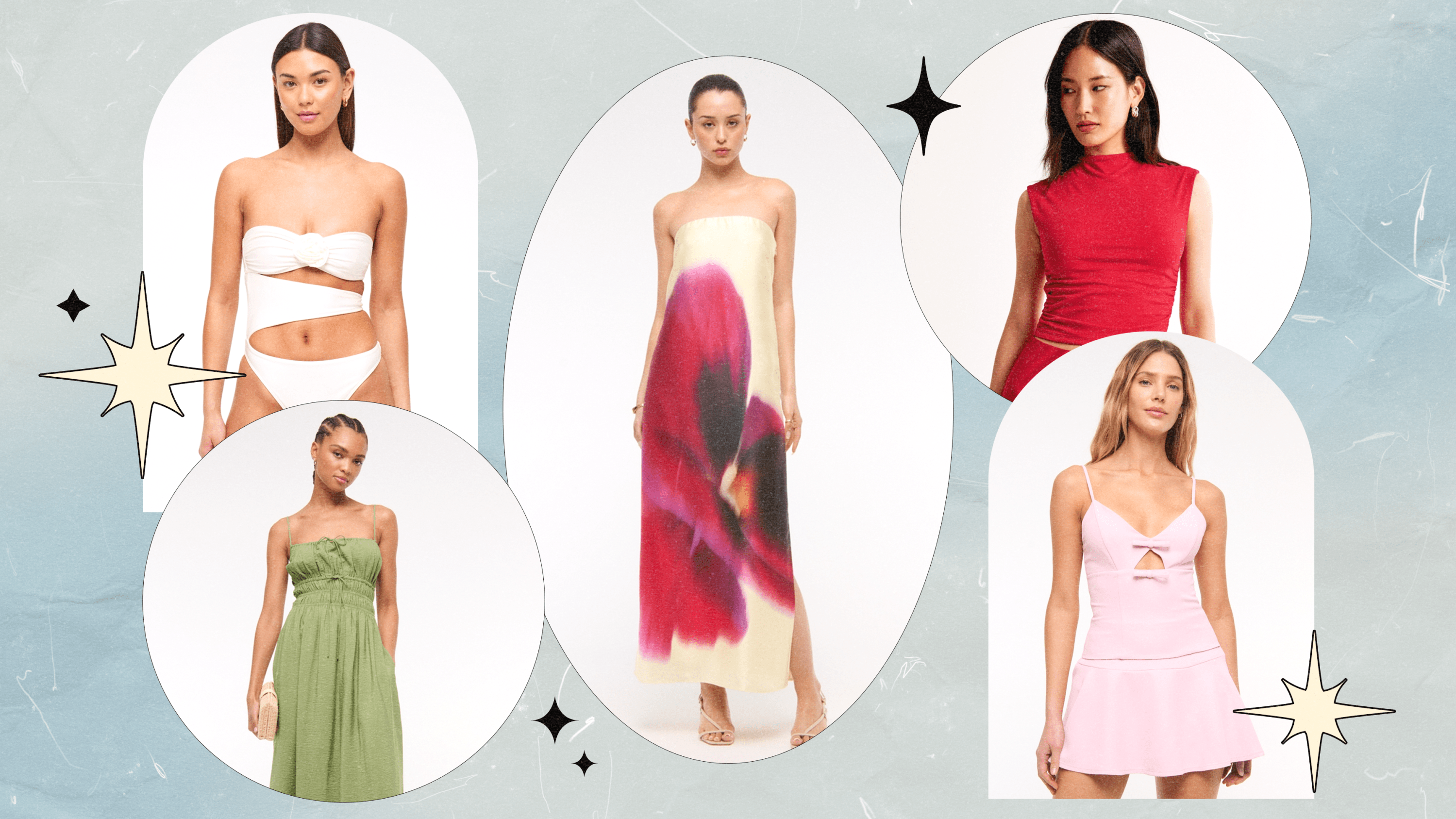 Five models wearing Abercrombie & Fitch's spring collection