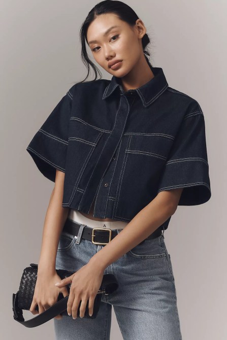 Shona Joy Jaques Cropped Denim Shirt