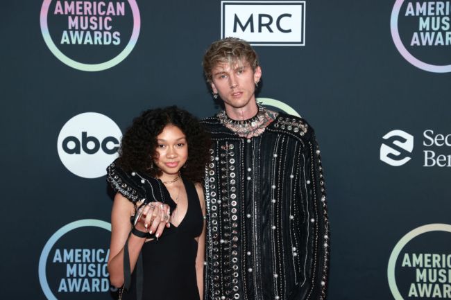LOS ANGELES, CALIFORNIA - NOVEMBER 21: (L-R) Casie Colson Baker and Machine Gun Kelly attend the 2021 American Music Awards at Microsoft Theater on November 21, 2021 in Los Angeles, California.