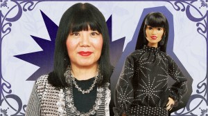 A collage of Anna Sui and a doll.