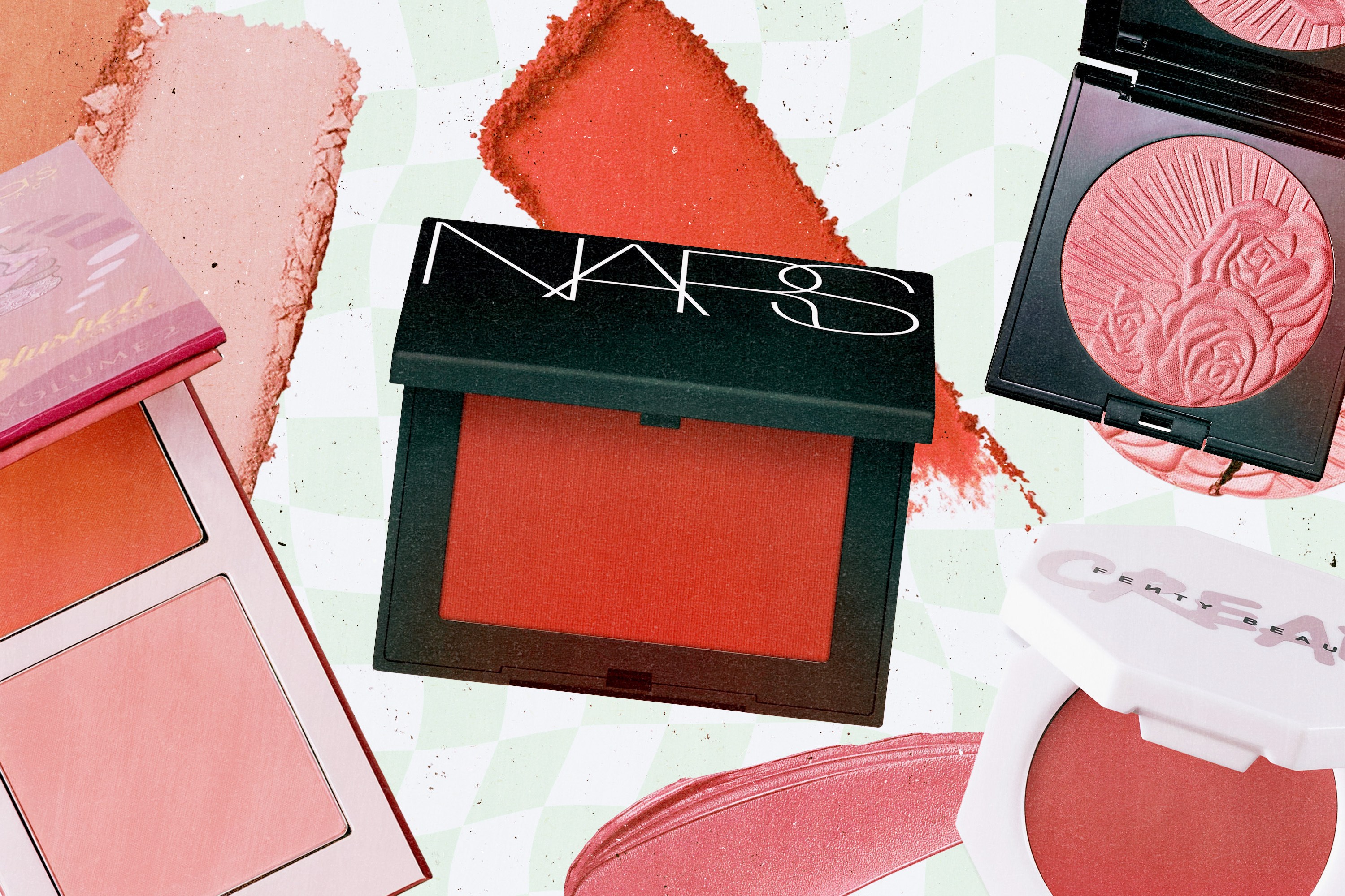 Blushes from Juvia's Place, Pat McGrath, and Fenty Beauty.