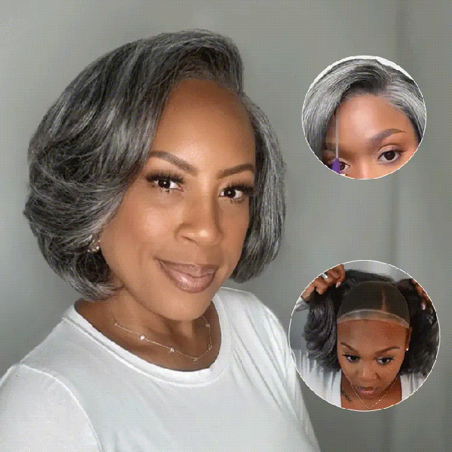 Salt & Pepper Layered Bob Wig