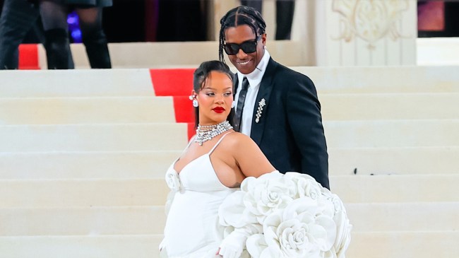 NEW YORK, NY - MAY 01: Rihanna and ASAP Rocky are seen attending The 2023 Met Gala Celebrating 'Karl Lagerfeld: A Line Of Beauty' at The Metropolitan Museum of Art on May 01, 2023 in New York City.