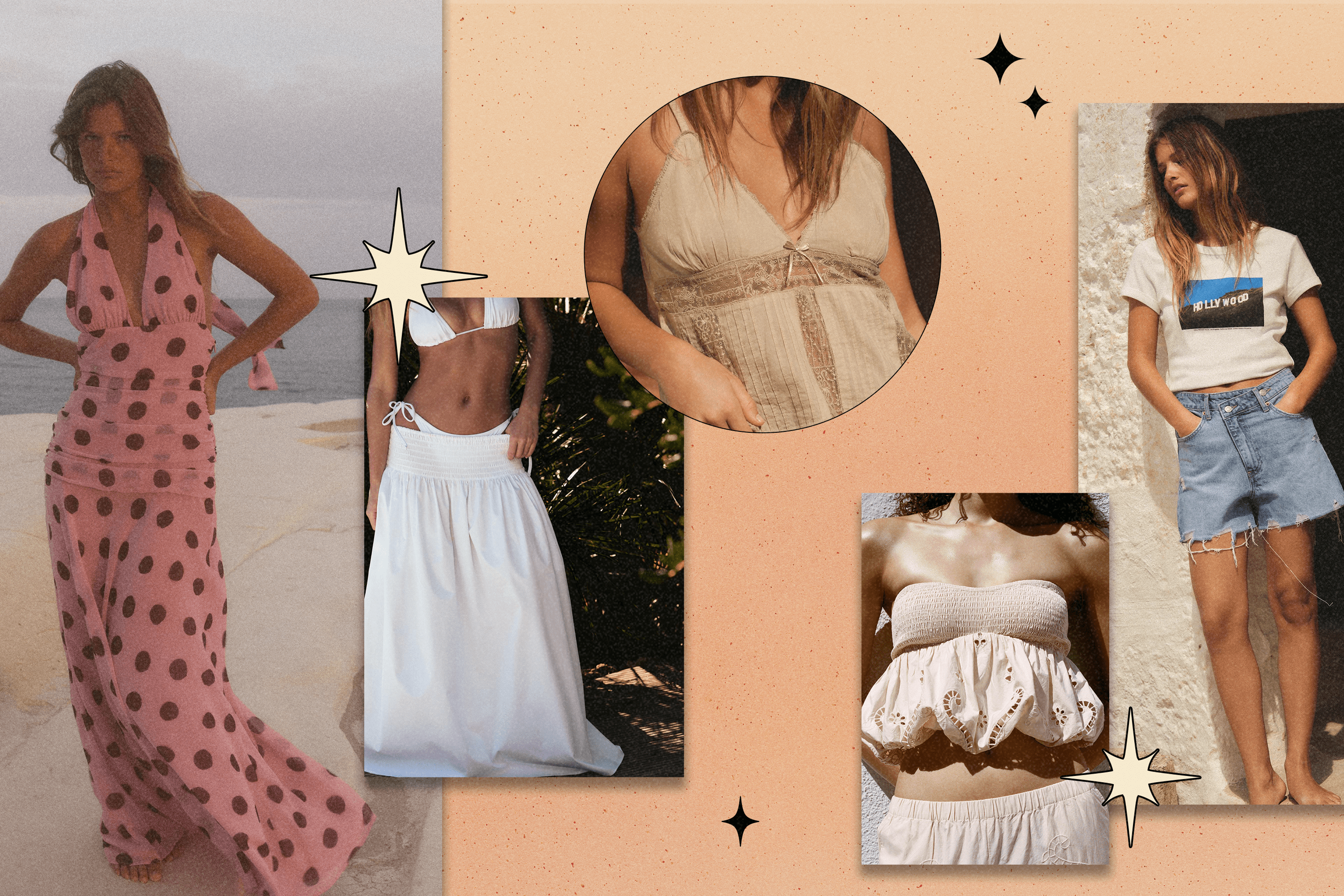 Five models wearing pieces from Zara's summer collection