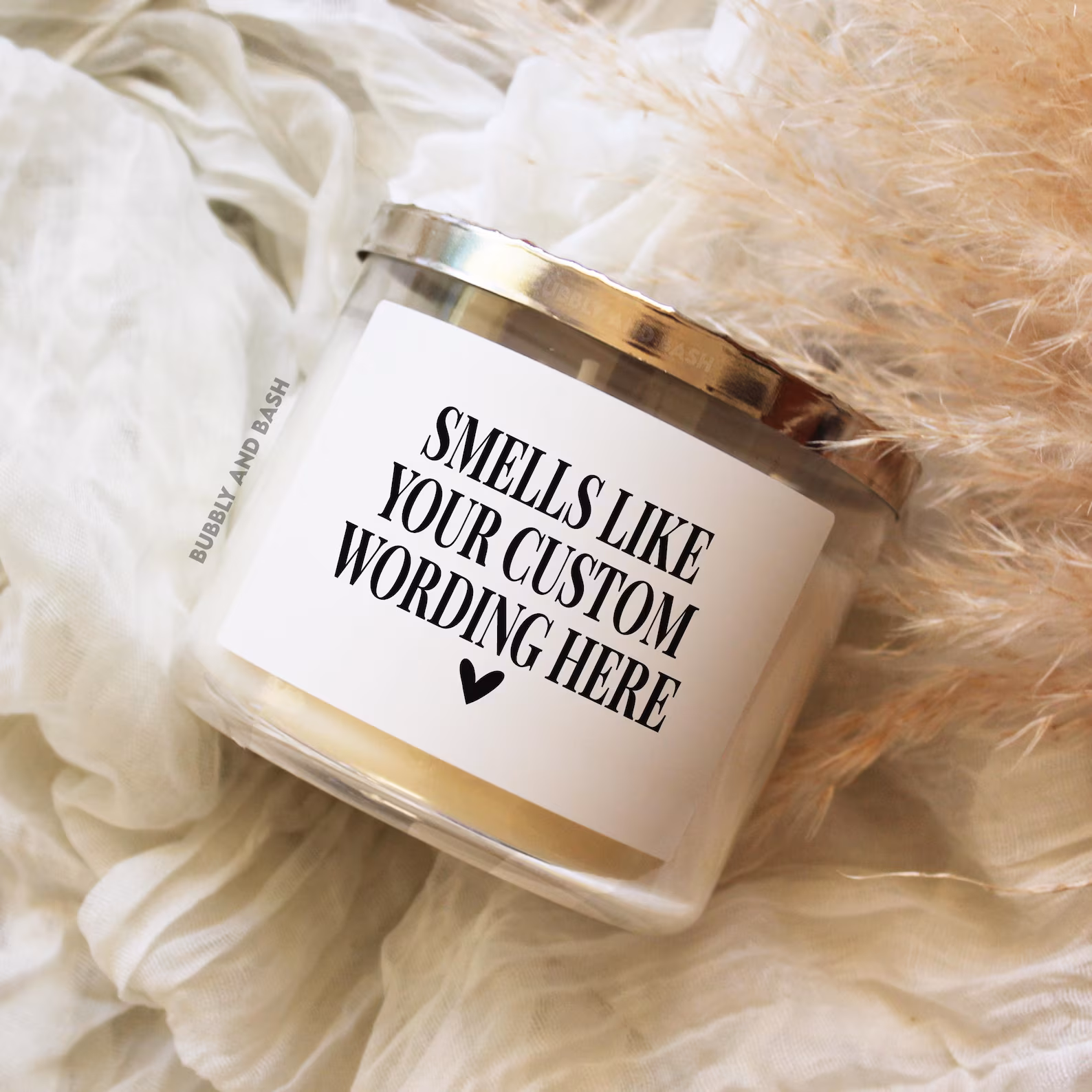Bubbly and Bash Custom Smells Like Candle Label