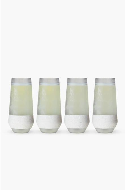 Host Champagne FREEZE Cooling Cup Set of 4 in white and glitter colorway