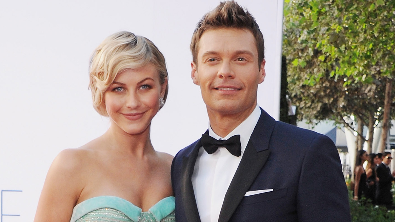 LOS ANGELES, CA - SEPTEMBER 23: Actress Julianne Hough and TV personality Ryan Seacrest arrive at the 64th Primetime Emmy Awards at Nokia Theatre L.A. Live on September 23, 2012 in Los Angeles, California.